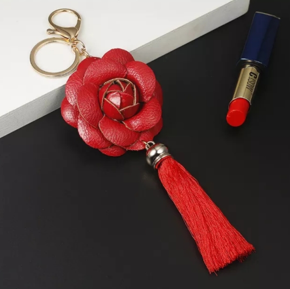 Handmade Accessories - Red Camelia flower purse charm